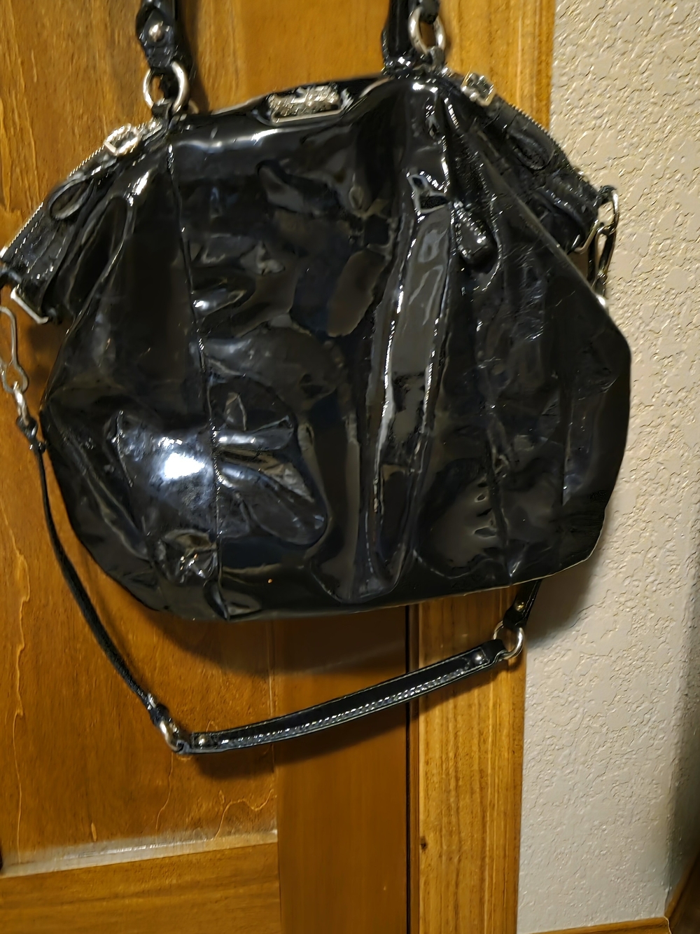Coach Black Patent Shoulder Bag - Women's Fashion Handbag
